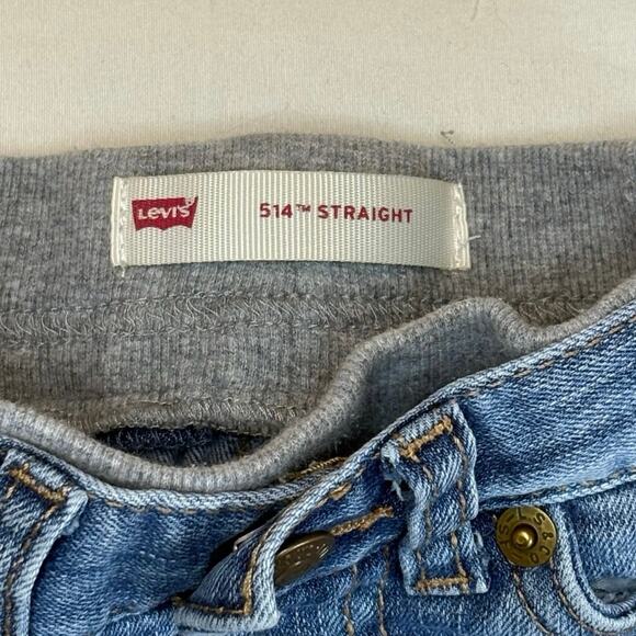 Levi's 514 Straight Distressed Jeans Boy/Girl 6-9M Blue Denim Sweatpant Waist - Picture 6 of 8